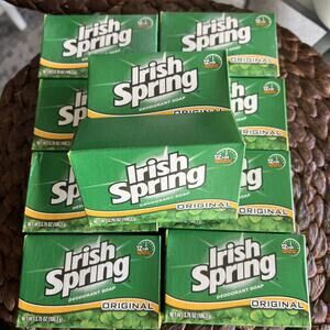 Irish Spring 10 BARS 3.75 oz ORIGINAL Scent Deodorant Soap NO FLAXSEED Vintage